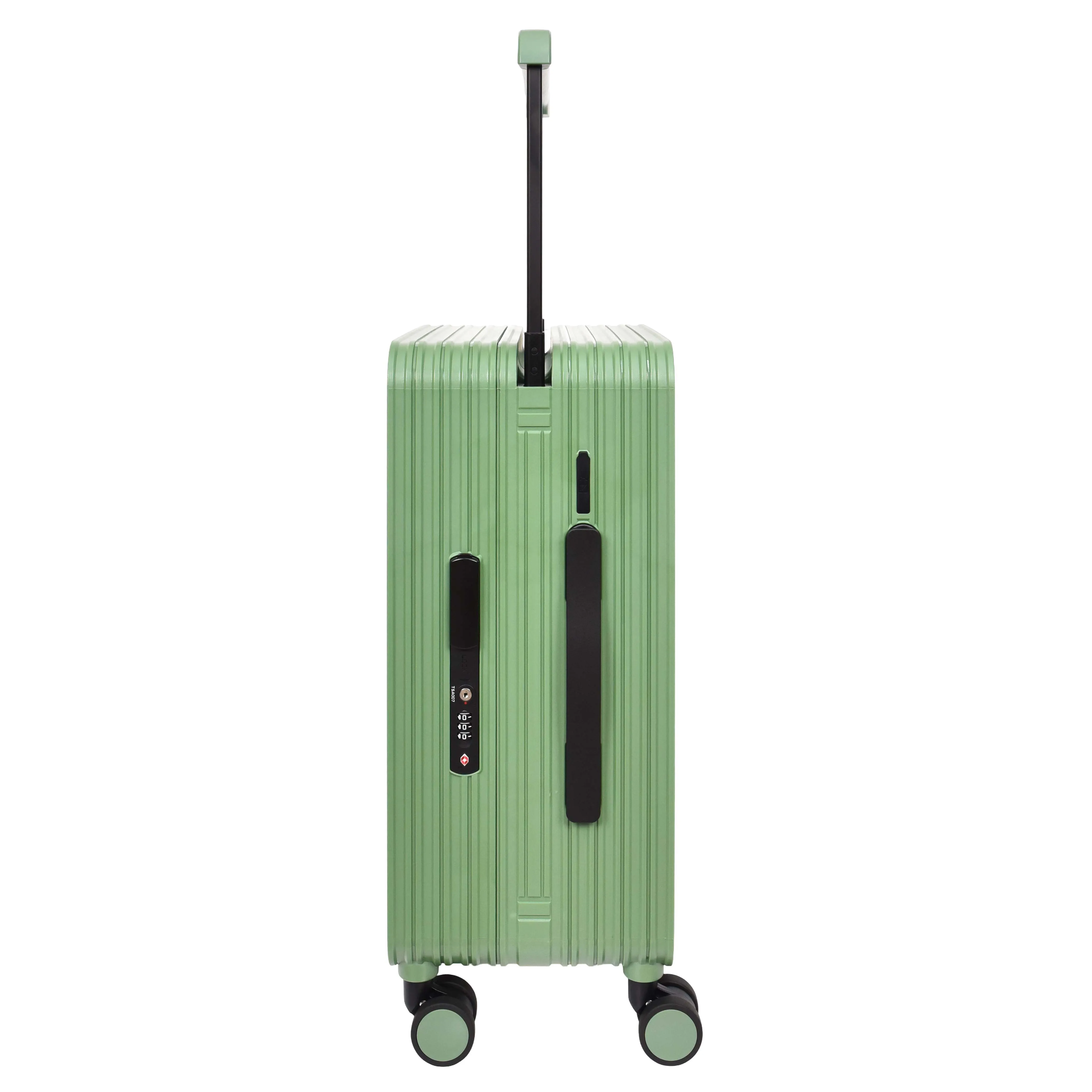 DR698 Cabin Size USB Port Suitcase Four Wheels Hard Shell Smart Luggage Green