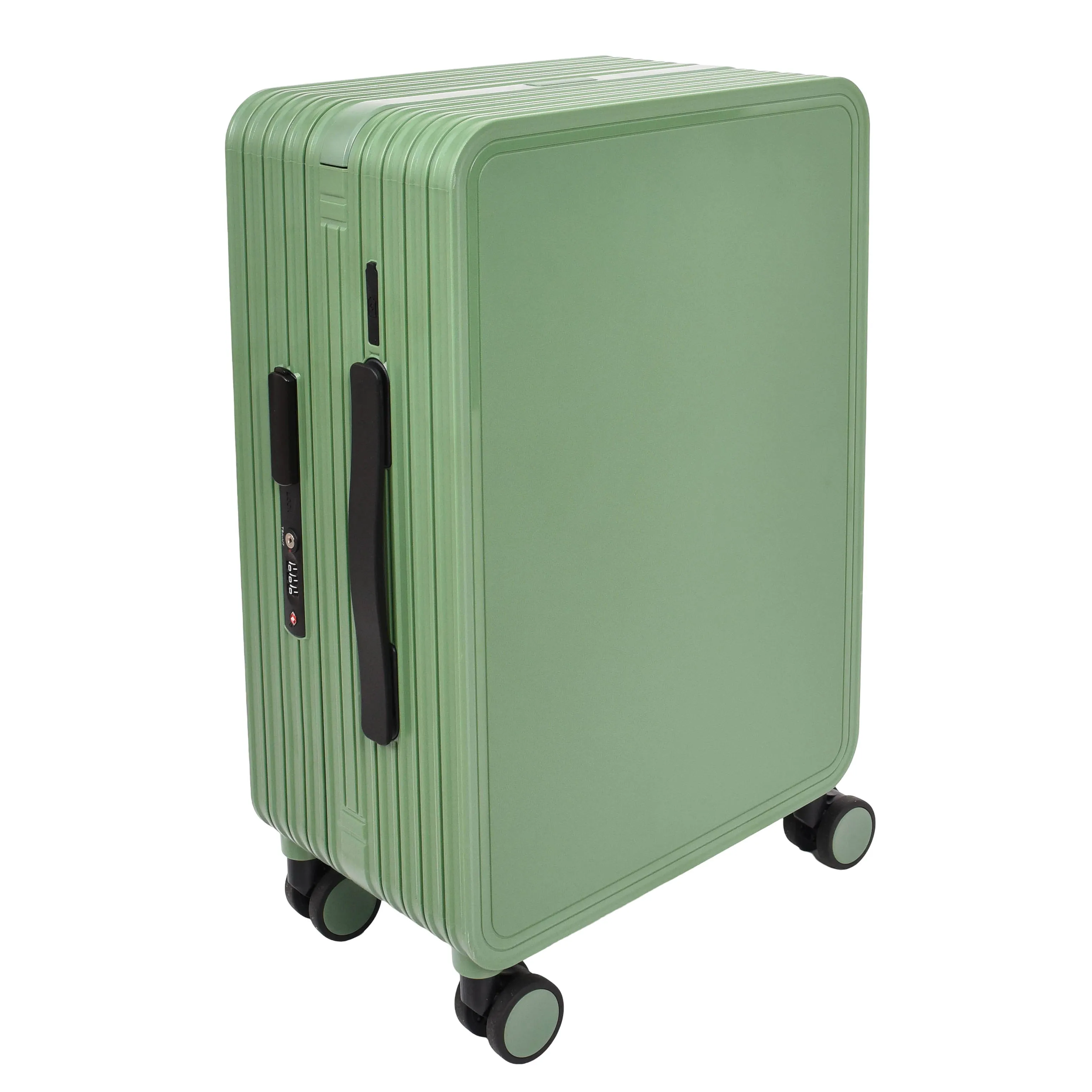 DR698 Cabin Size USB Port Suitcase Four Wheels Hard Shell Smart Luggage Green