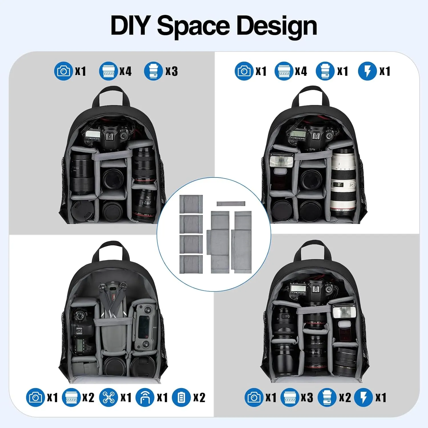 EMART Small Camera Backpack Bag Professional with Waterproof Rain Cover for SLR/DSLR Mirrorless Accessories, Photography Cases for Sony Canon Nikon, Tripod, 13" Laptop