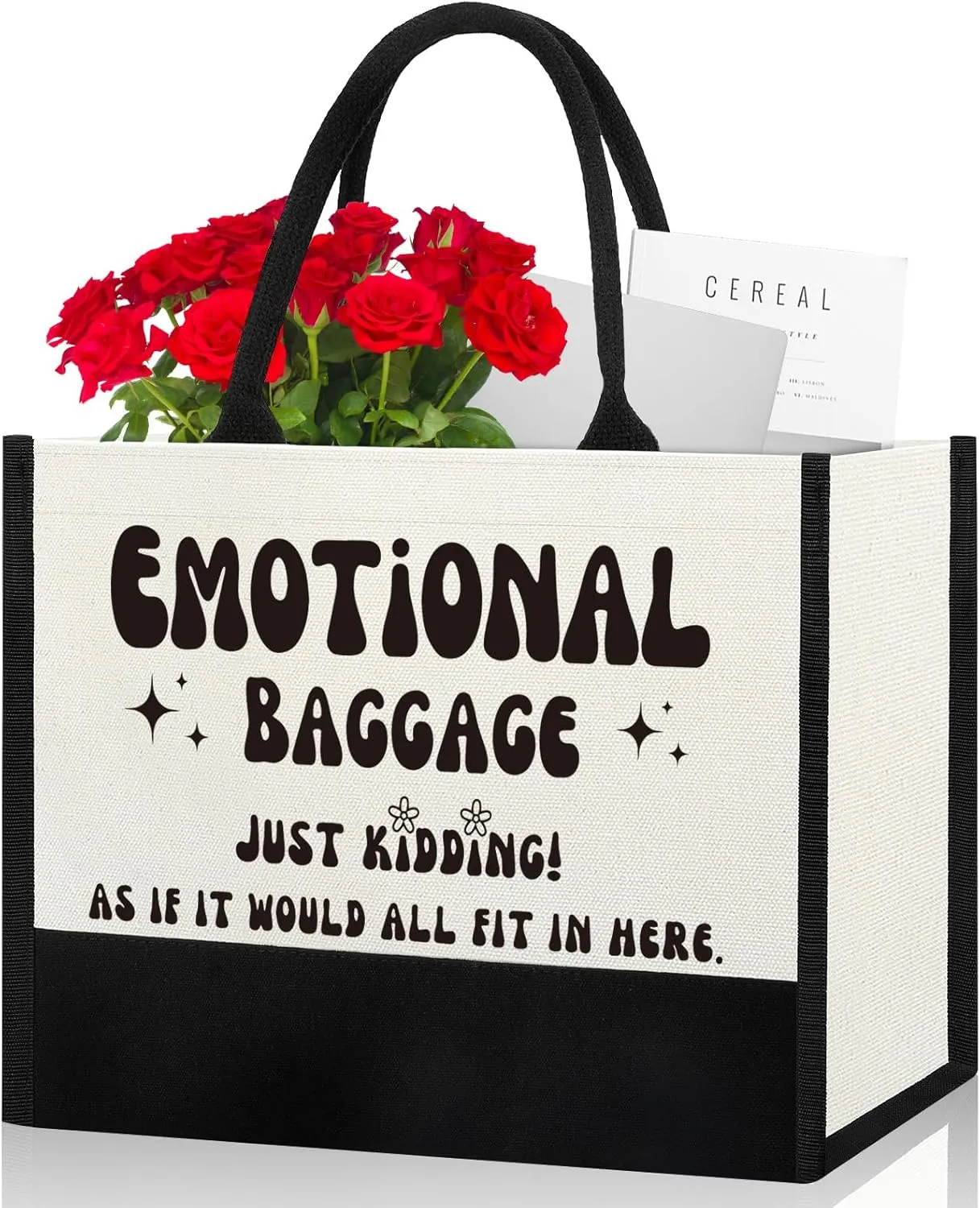 Emotional Baggage Canvas Bag Aesthetic for Women Birthday Christmas Gifts for Her Friend Mom Sister Best Beach Bag Travel Bag Positive Definition Reusable Grocery Bag