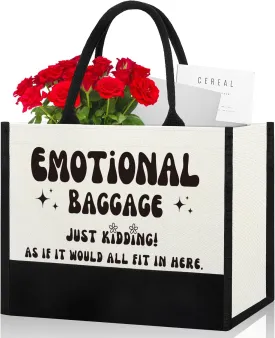 Emotional Baggage Canvas Bag Aesthetic for Women Birthday Christmas Gifts for Her Friend Mom Sister Best Beach Bag Travel Bag Positive Definition Reusable Grocery Bag
