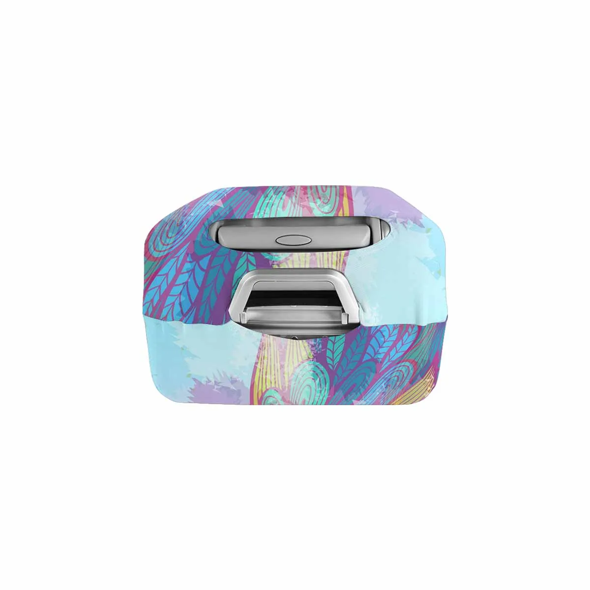 Floral themed Cover for Luggage suitcase printed Grunge pink and blue flowing feathers