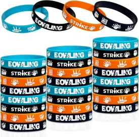 FSHANEE Bowling Themed Rubber Bracelets Bowling Party Supplies Bowling Silicone Wristbands Bowling Birthday or Baby Shower Party Gift Bag Fillers Goodie Bag Stuff, Set of 24 Counts