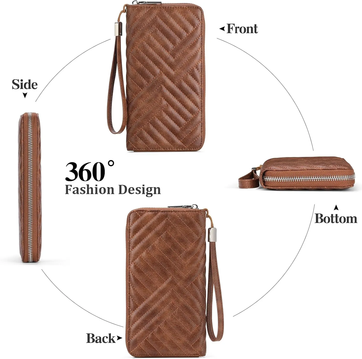 GOIACII Womens Wallet RFID Blocking Leather Large Capacity Long Purse Card Clutch Wristlet