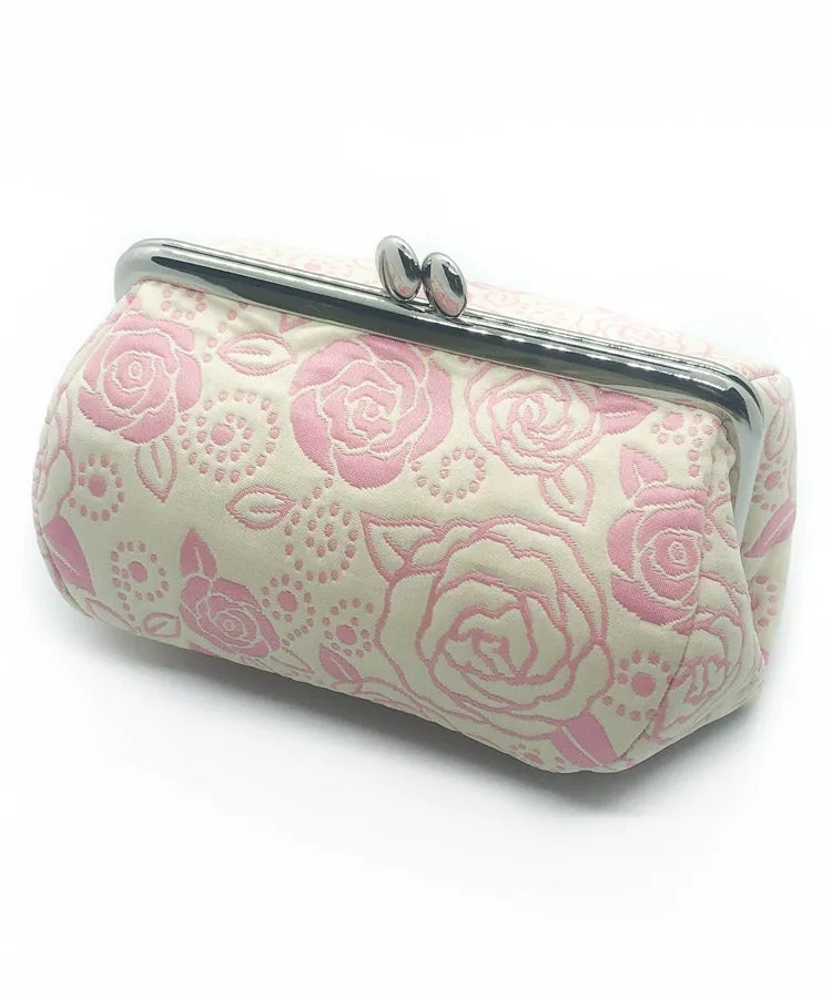 Gold Rose Weaved Metal Kiss Lock Purse / Gamaguchi Japanese Bags