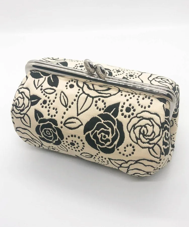 Gold Rose Weaved Metal Kiss Lock Purse / Gamaguchi Japanese Bags