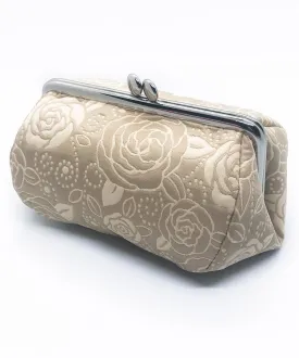 Gold Rose Weaved Metal Kiss Lock Purse / Gamaguchi Japanese Bags