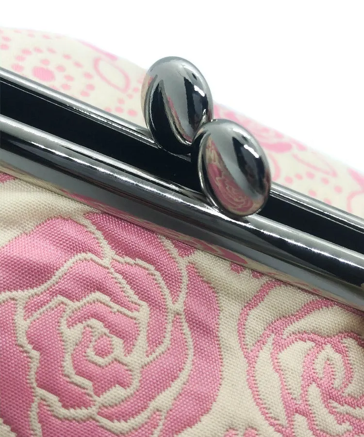 Gold Rose Weaved Metal Kiss Lock Purse / Gamaguchi Japanese Bags