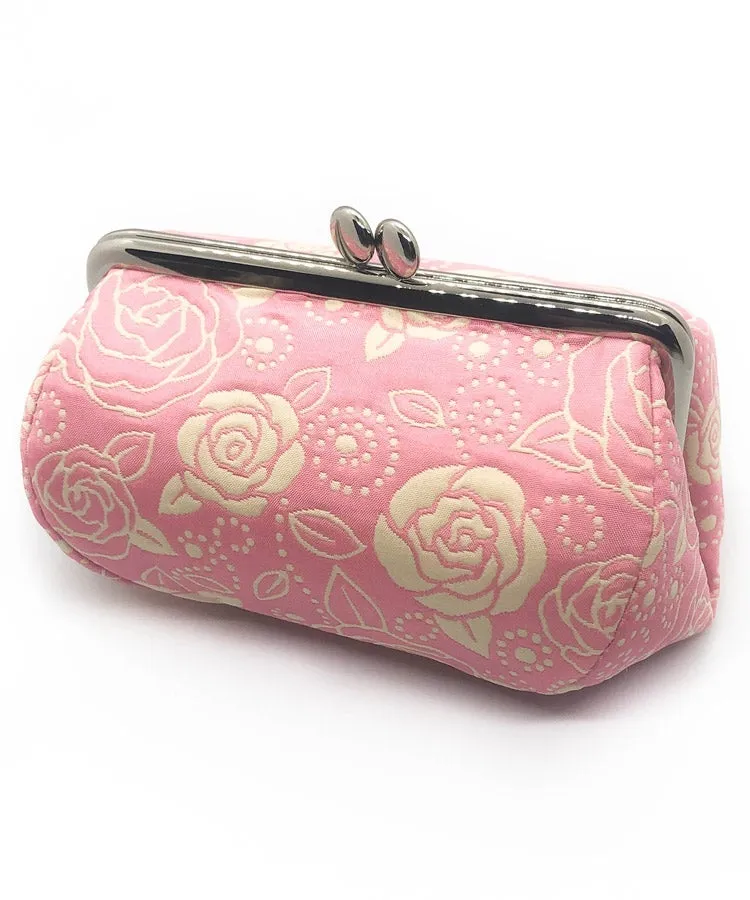 Gold Rose Weaved Metal Kiss Lock Purse / Gamaguchi Japanese Bags