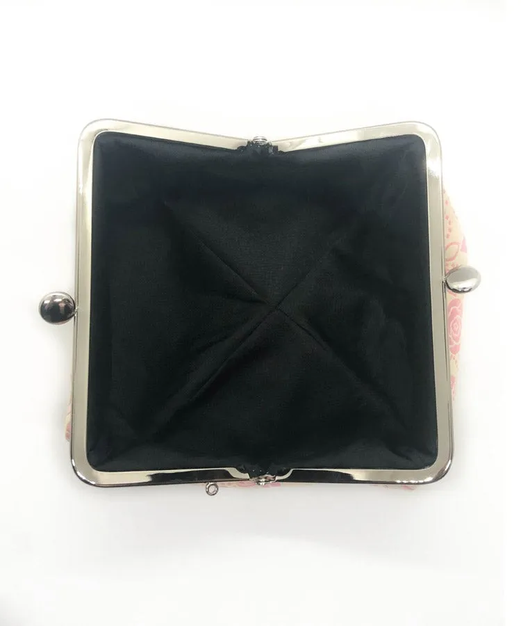 Gold Rose Weaved Metal Kiss Lock Purse / Gamaguchi Japanese Bags