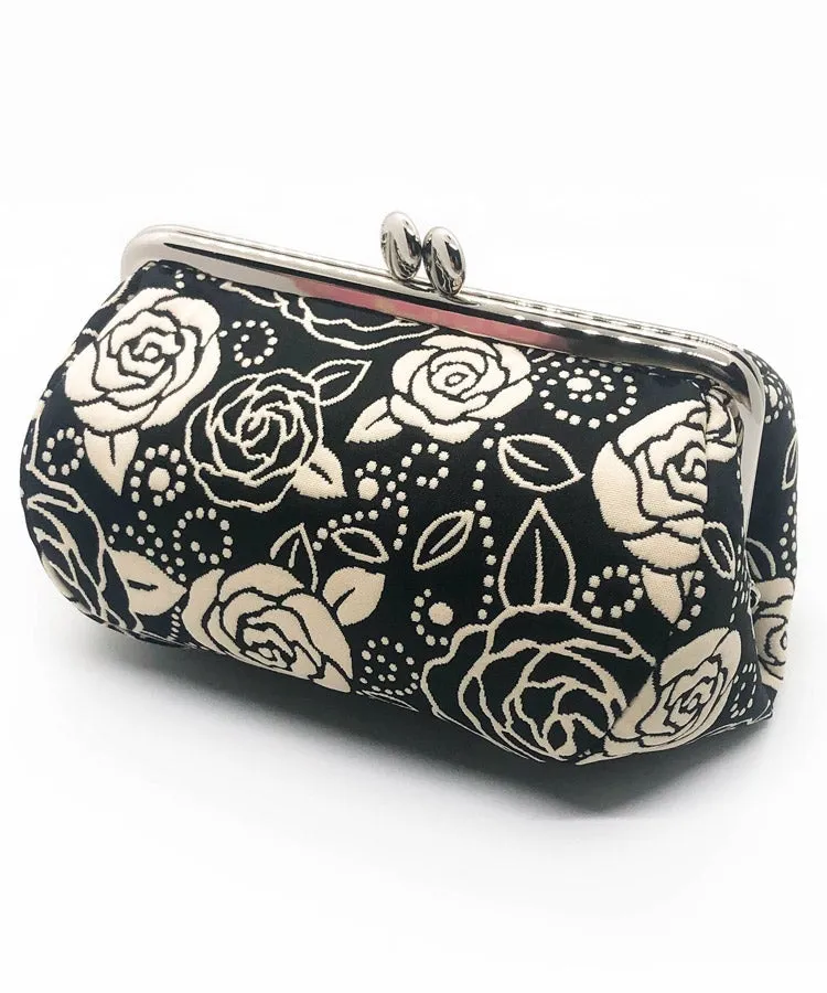 Gold Rose Weaved Metal Kiss Lock Purse / Gamaguchi Japanese Bags