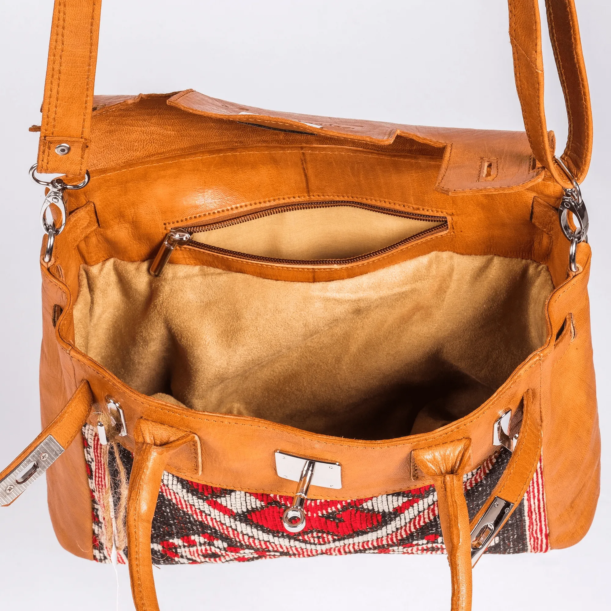 Hermes Inspired Leather x Kilim Handbag