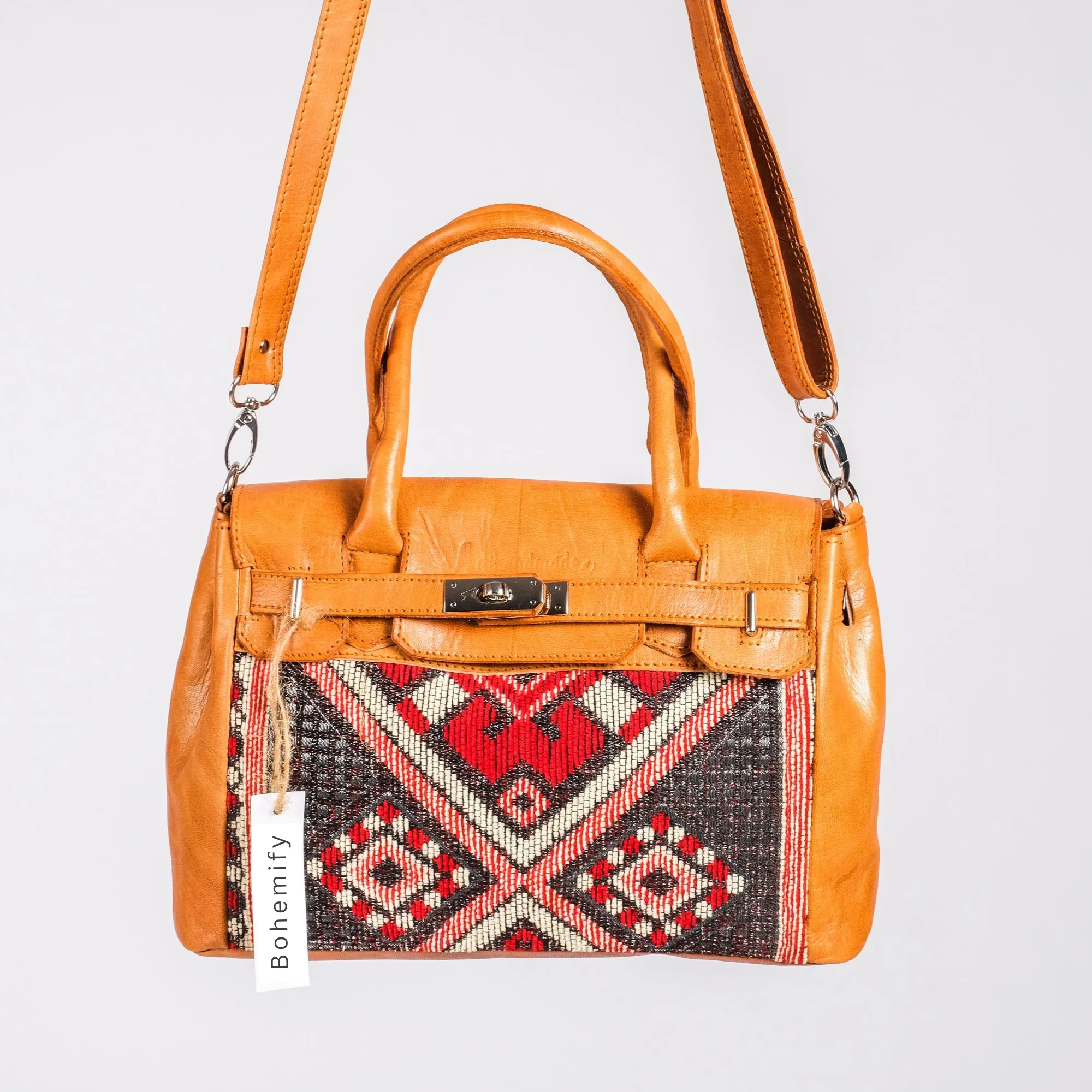 Hermes Inspired Leather x Kilim Handbag