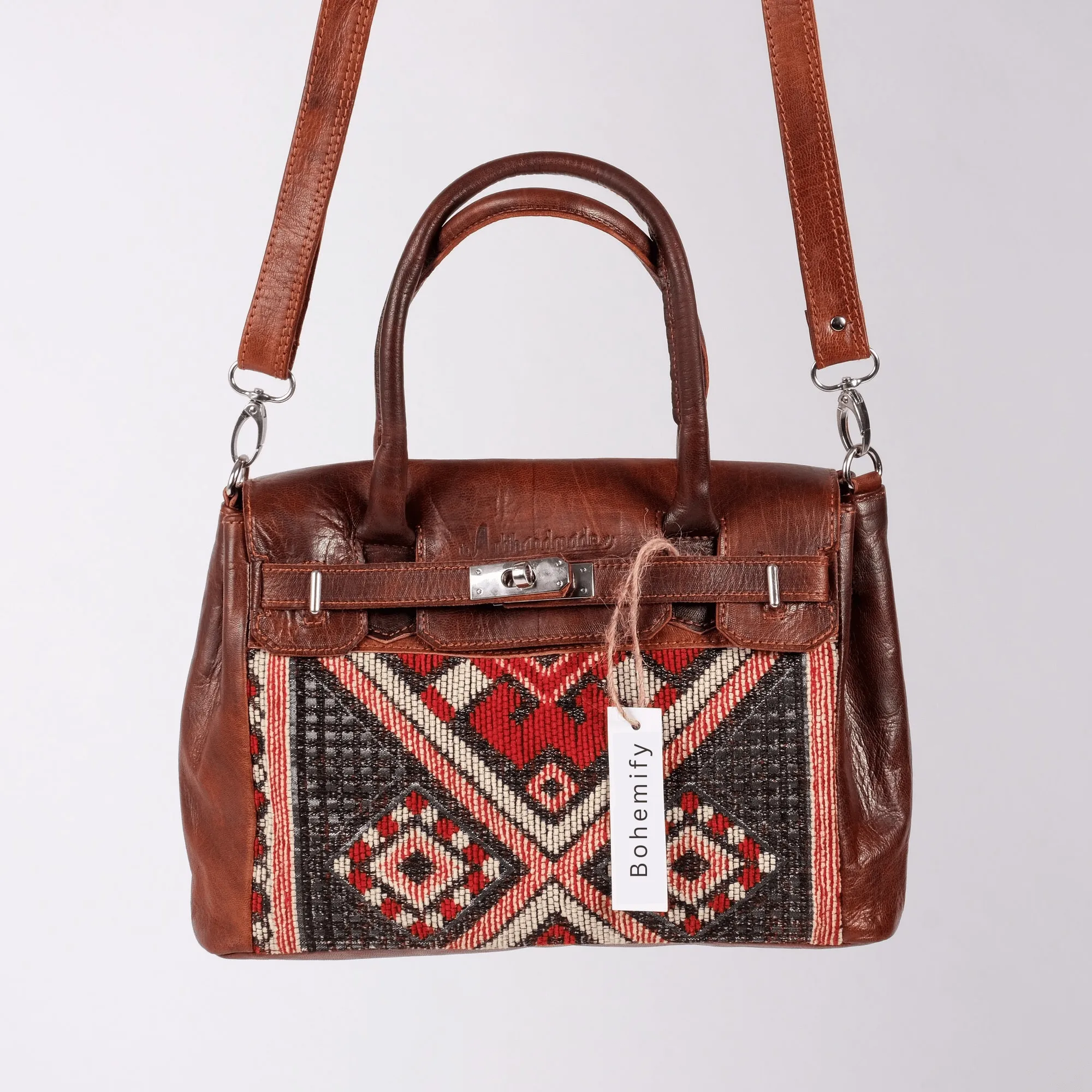 Hermes Inspired Leather x Kilim Handbag