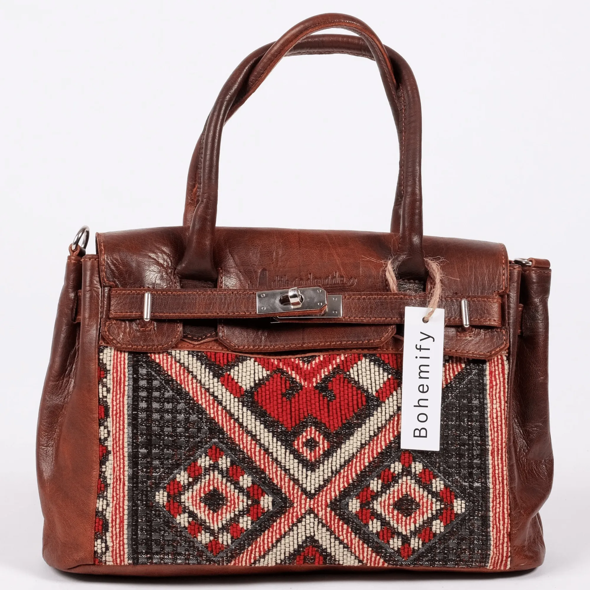 Hermes Inspired Leather x Kilim Handbag