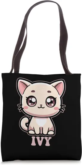 Ivy Cute Kitty Cat Design for Girls Name Ivy Tote Bag