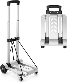 KEDSUM 270LBS Utility Luggage Cart with 4 Wheels, 100% Aluminum Dolly Cart, Folding Hand Truck with Advanced Tank Wheels, Portable Dolly for Luggage, Travel, Shopping, Office Use