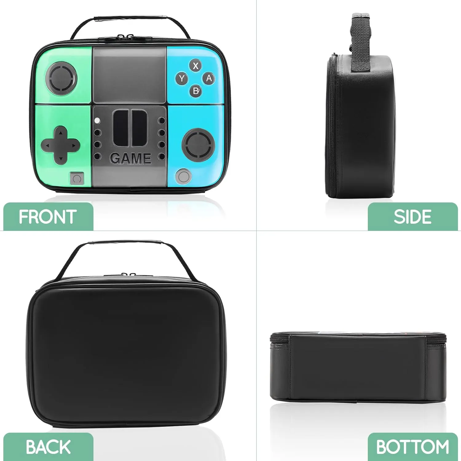 Kids Lunch Box, Game Boy Lunch Bag by 3D Printing, Thicker PU Thermal Insulated lunchbox With Inner Cutlery Mesh Bag, Waterproof And Portable Mini Cooler, Fits Easily in Backpack For Students