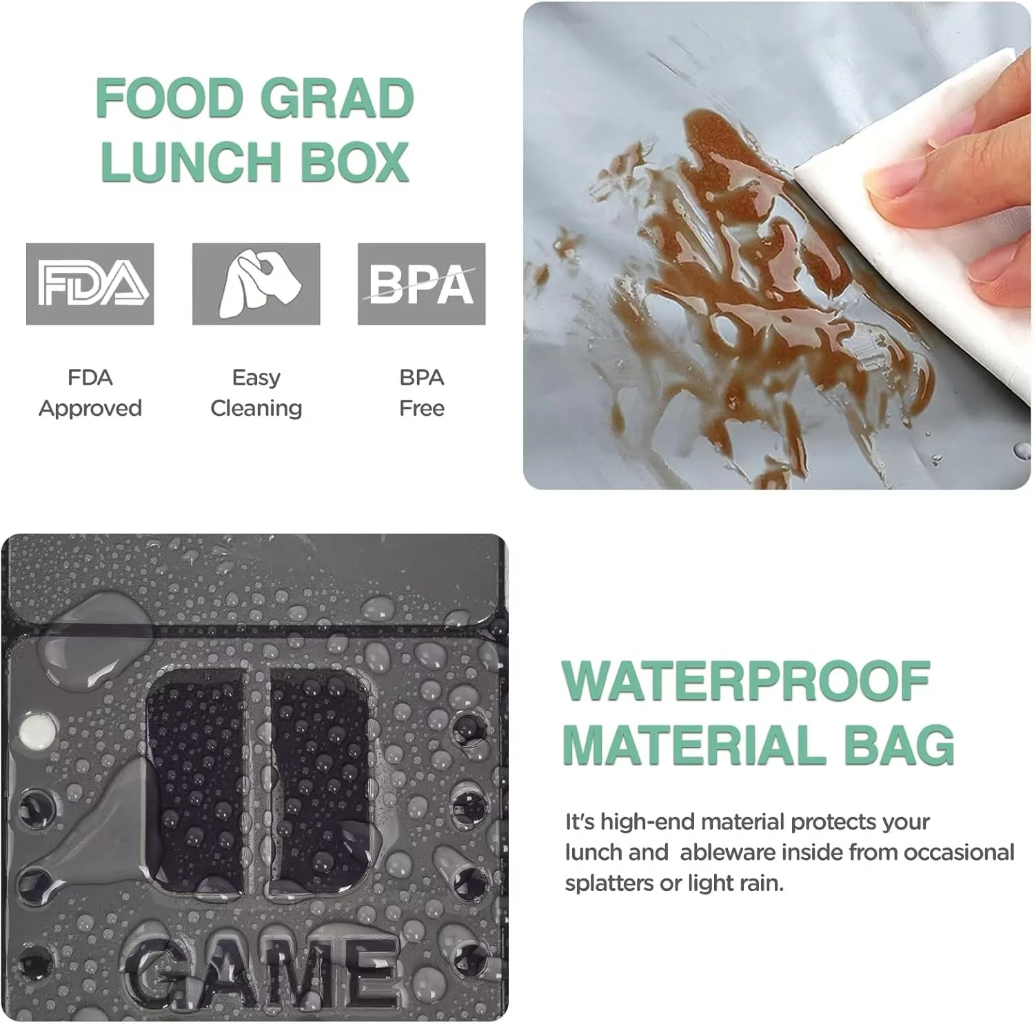 Kids Lunch Box, Game Boy Lunch Bag by 3D Printing, Thicker PU Thermal Insulated lunchbox With Inner Cutlery Mesh Bag, Waterproof And Portable Mini Cooler, Fits Easily in Backpack For Students