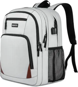 Laptop Backpack for Men Women, Anti Theft College Backpacks with USB Charging Port, School Bookbag Mens Computer Backpack with Laptop Compartment Travel Carry On Bag Fits 17.3 Inch Laptop, Grey