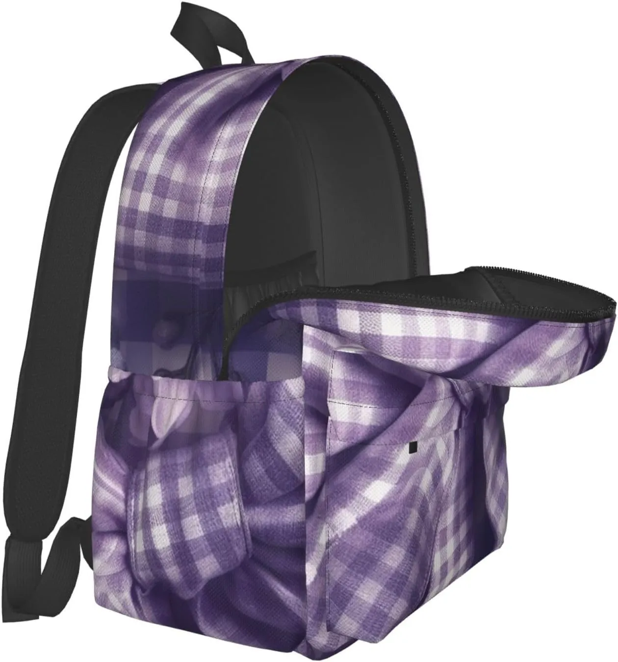 Laptop Backpack for Men Women Lightweight Backpack Checkered Bow Casual Daypack with Bottle Side Pockets