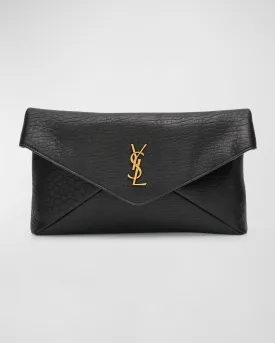 Large YSL Envelope Pouch Clutch Bag in Leather
