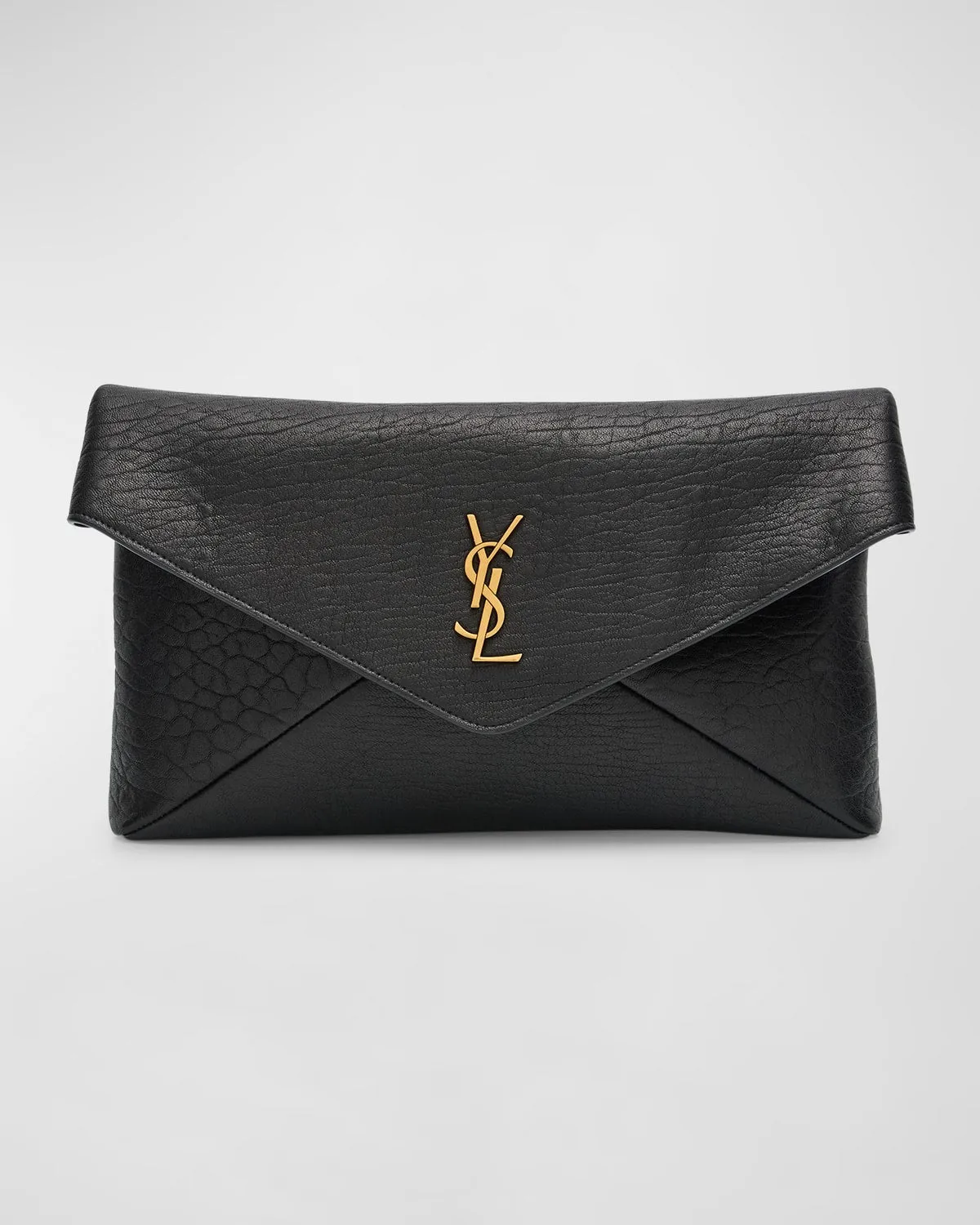 Large YSL Envelope Pouch Clutch Bag in Leather