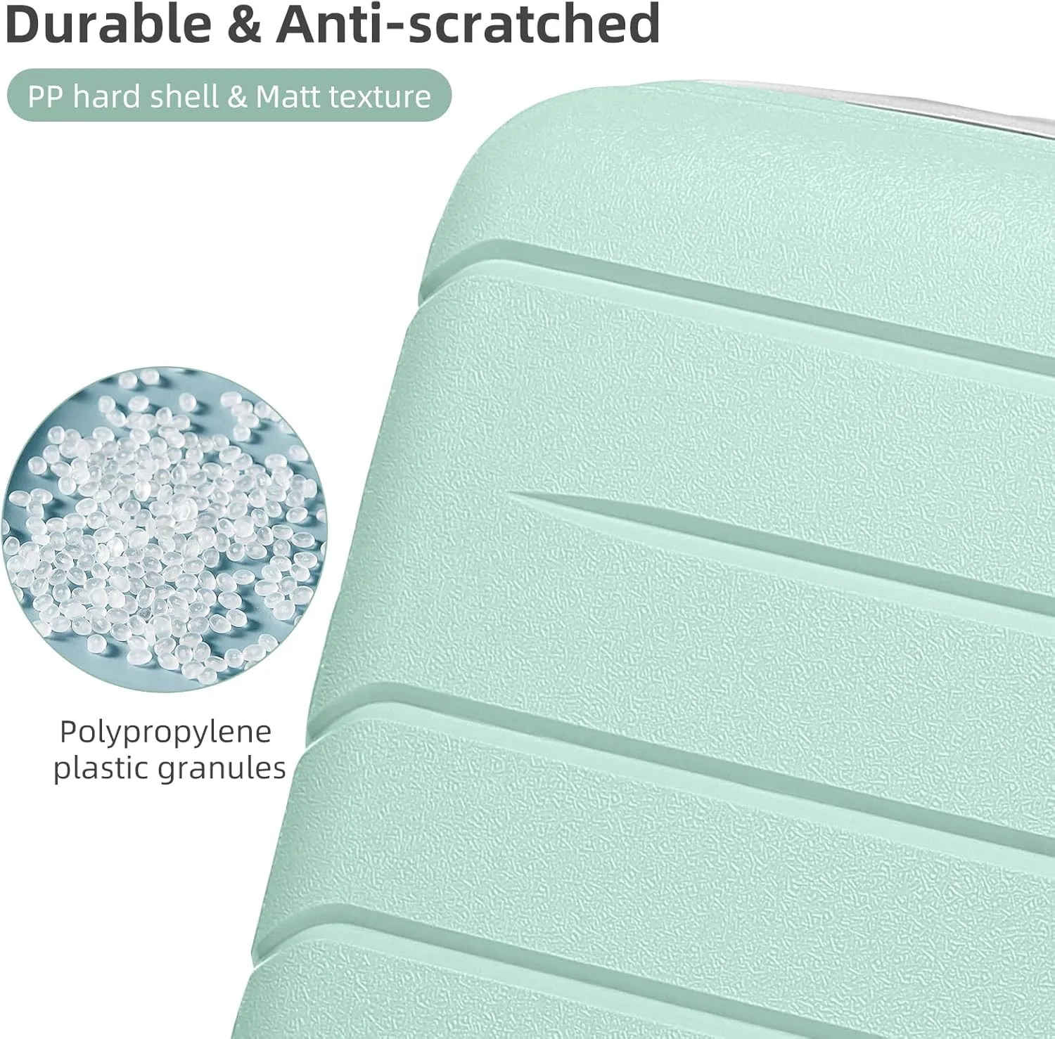 LARVENDER 3-Piece Carry On Luggage for Women,Hard Shell Suitcase 20Inch Carry On Luggage 22x14x9 Airline Approved, Spinner Wheel and TSA LockMint Green 20Inch/DB/TB