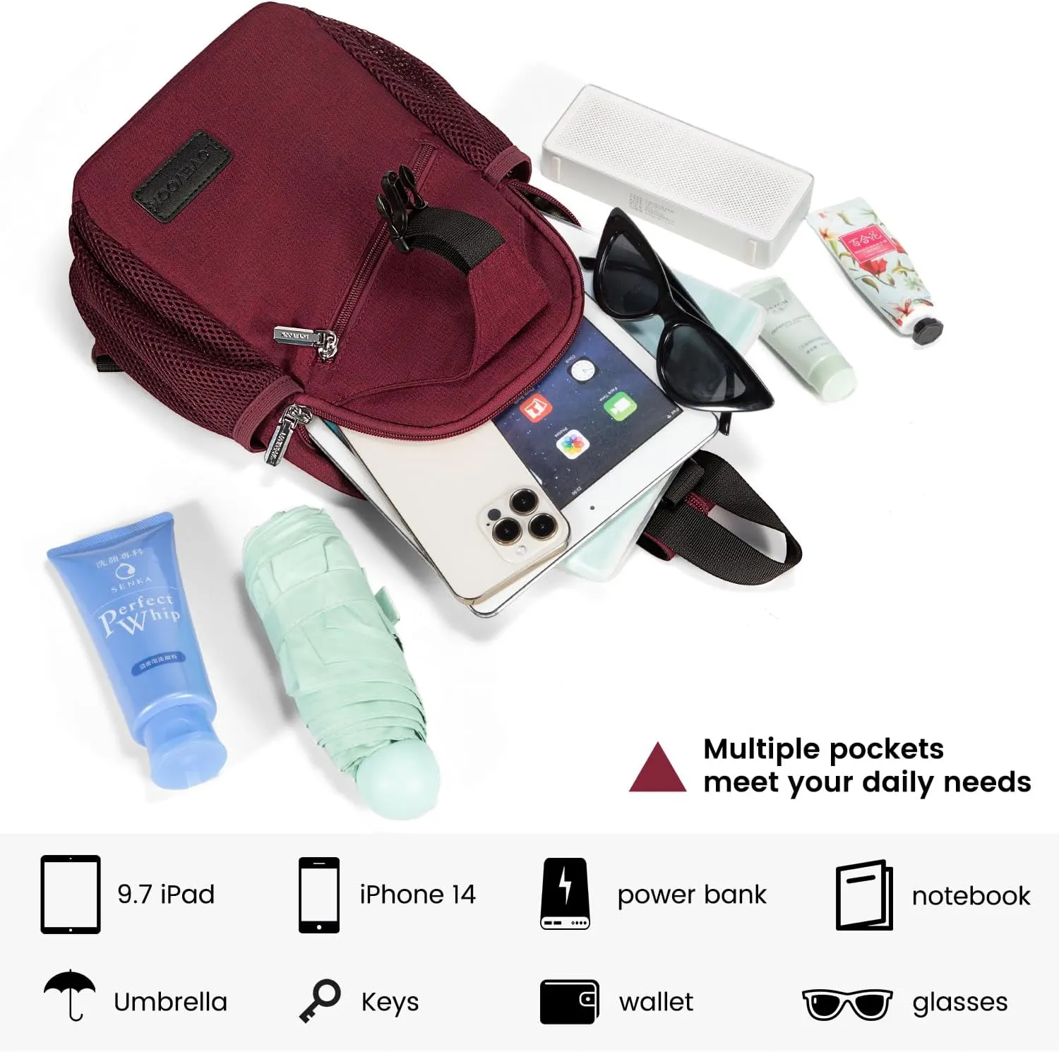 LOVEVOOK Sling Bag for Women Casual Daypack Nylon Crossbody Sling Backpack Travel Shoulder Bag Hiking Daypack