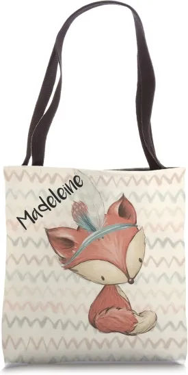 Madeleine name cute fox Personalized newborn infant baby Tote Bag