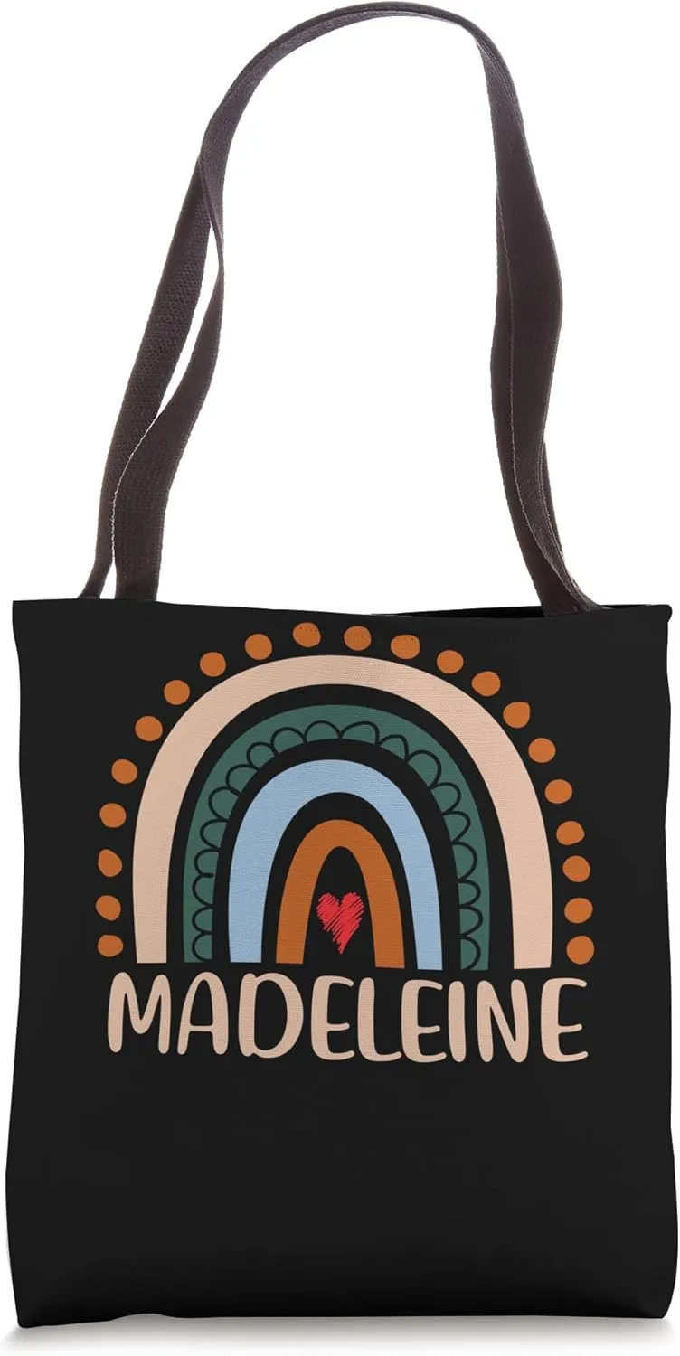 Madeleine Name Personalized Funny Women Rainbow Madeleine Tote Bag