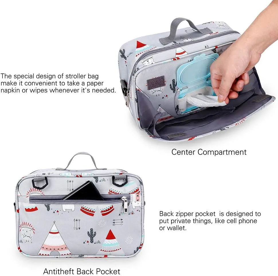 MOMIGO Baby Diaper Caddy Bag - Diaper Caddy Tote Baby Stroller Bag Nursery Storage Bin for Diapers, Wipes & Toys Mini Diaper Bag for Outdoor (Light Grey)