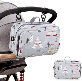 MOMIGO Baby Diaper Caddy Bag - Diaper Caddy Tote Baby Stroller Bag Nursery Storage Bin for Diapers, Wipes & Toys Mini Diaper Bag for Outdoor (Light Grey)
