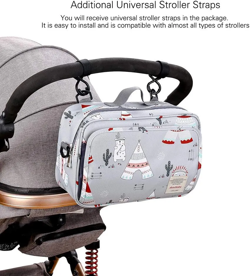 MOMIGO Baby Diaper Caddy Bag - Diaper Caddy Tote Baby Stroller Bag Nursery Storage Bin for Diapers, Wipes & Toys Mini Diaper Bag for Outdoor (Light Grey)