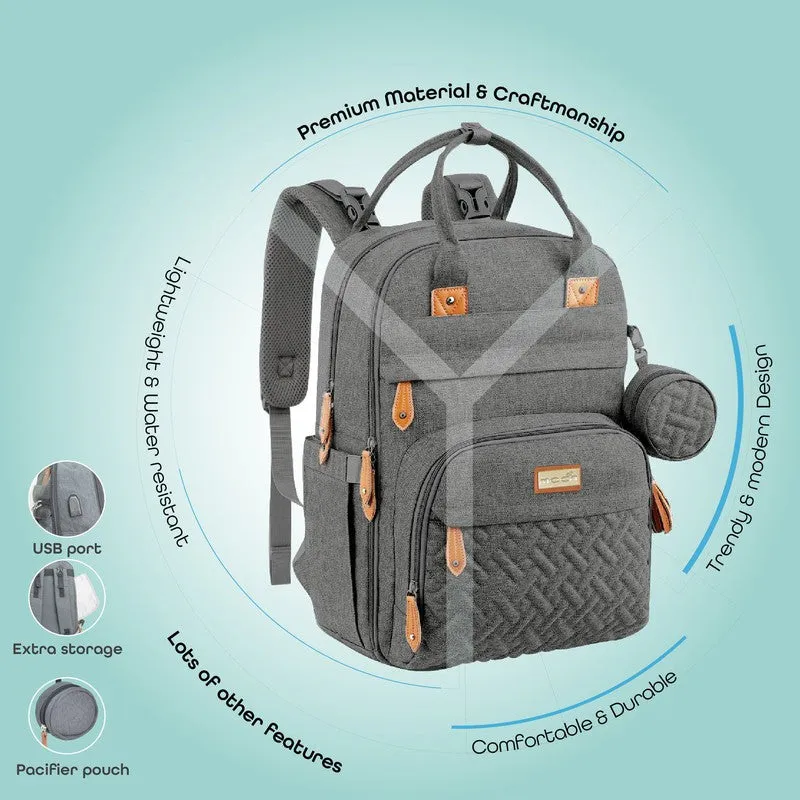 Moon Kary Me Diaper Bag with Pacifier Case (Dark Grey)