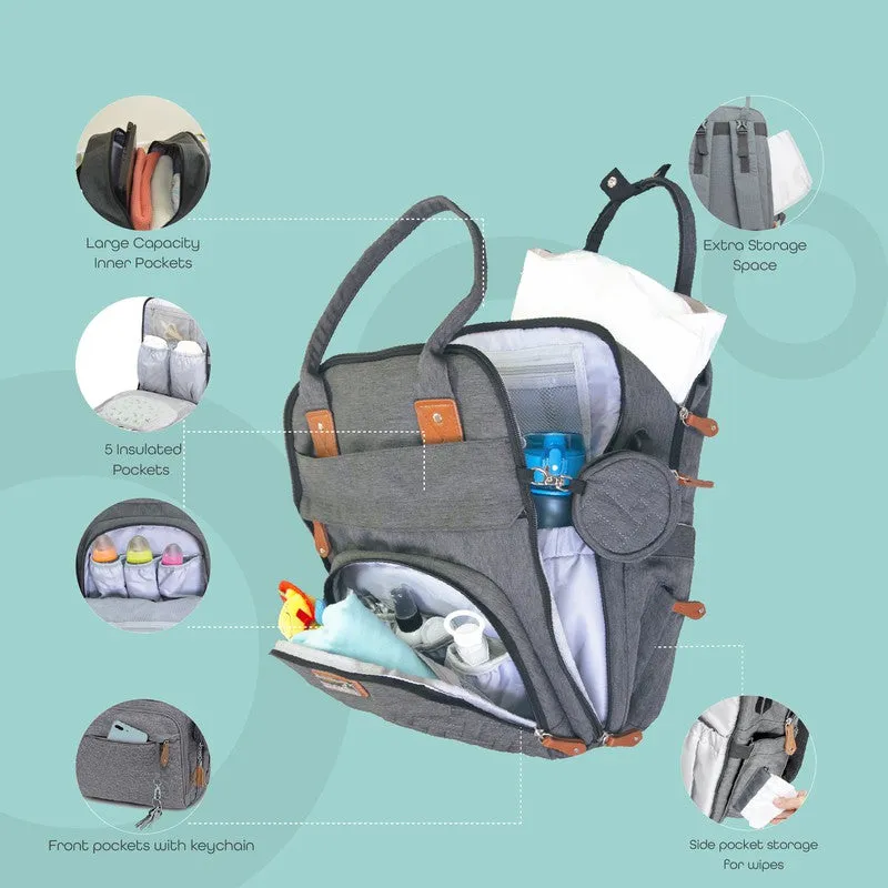 Moon Kary Me Diaper Bag with Pacifier Case (Dark Grey)
