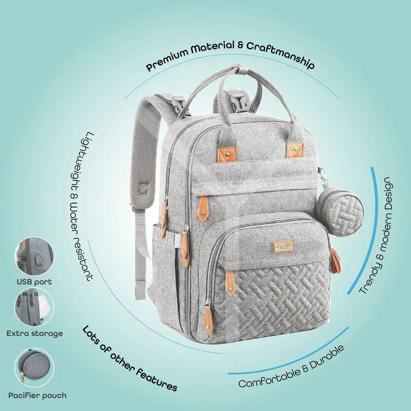 Moon Kary Me Diaper Bag with Pacifier Case (Grey)