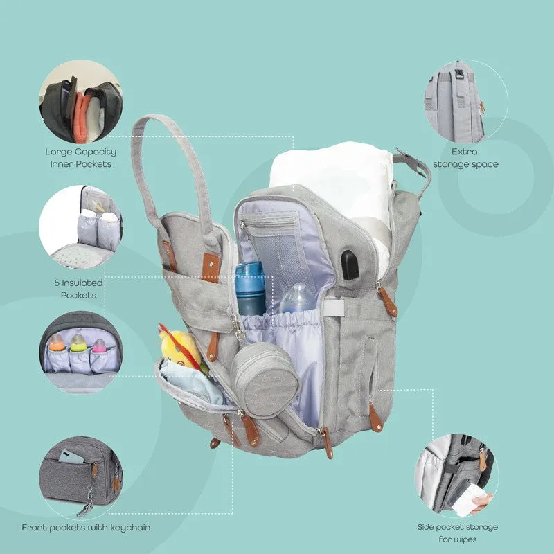 Moon Kary Me Diaper Bag with Pacifier Case (Grey)