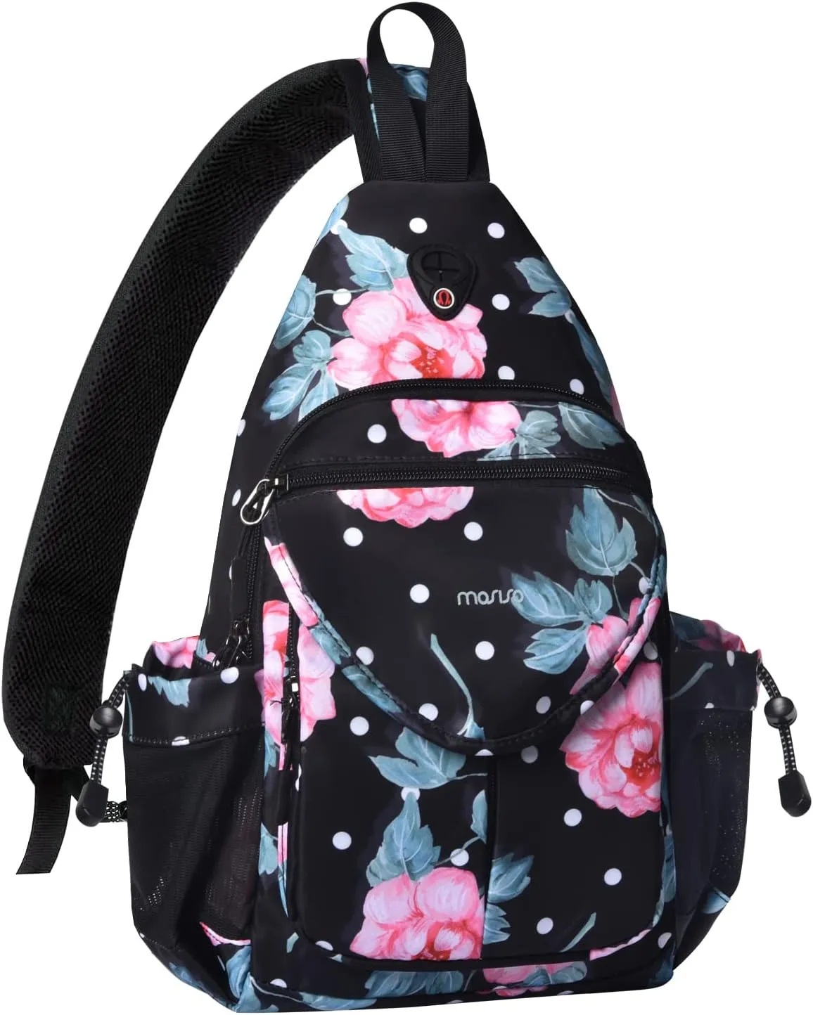 MOSISO Sling Backpack, Impatiens Crossbody Travel Hiking Daypack Chest Bag with Anti-theft Pocket, Black
