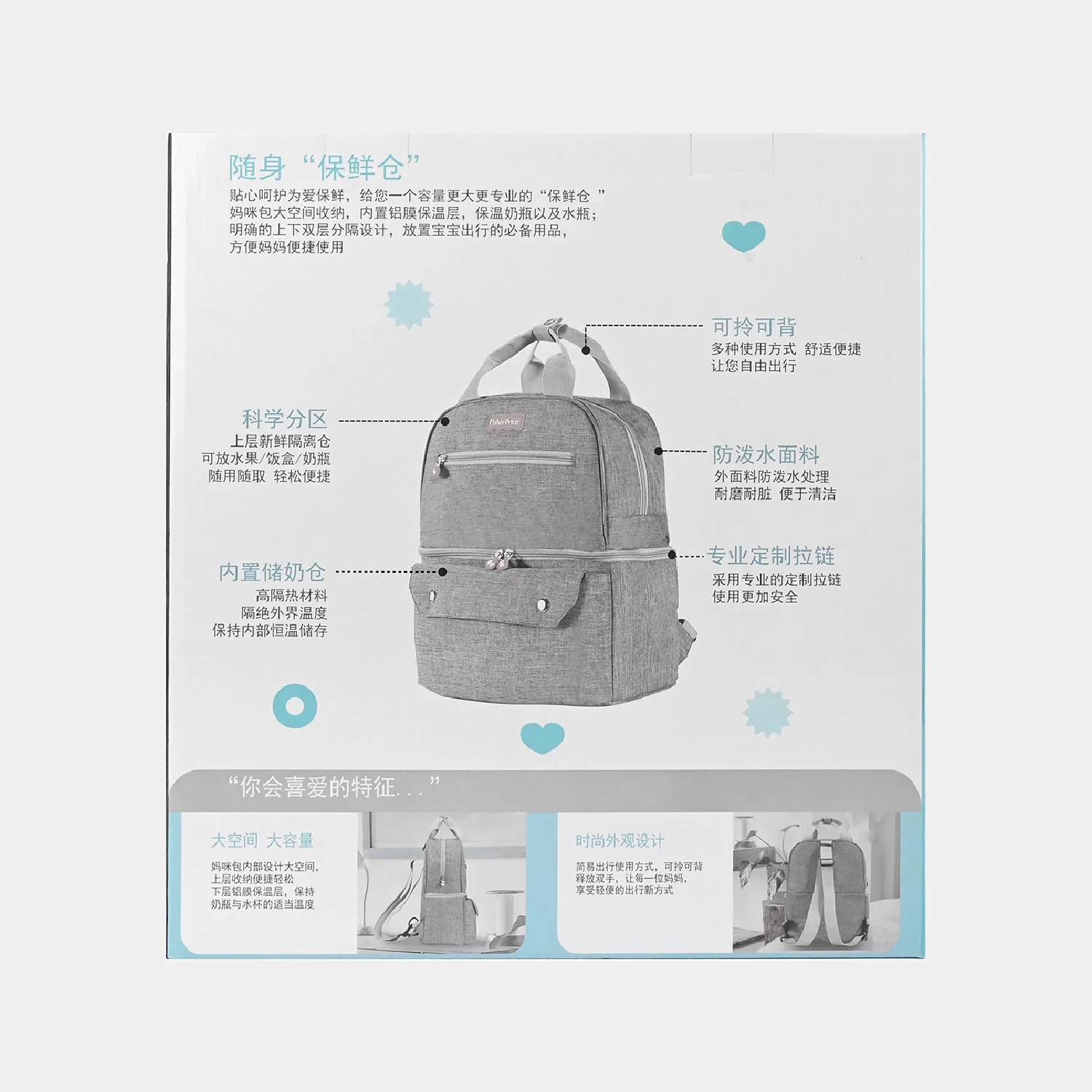 Mother Bag Pack Diaper Bag - Grey