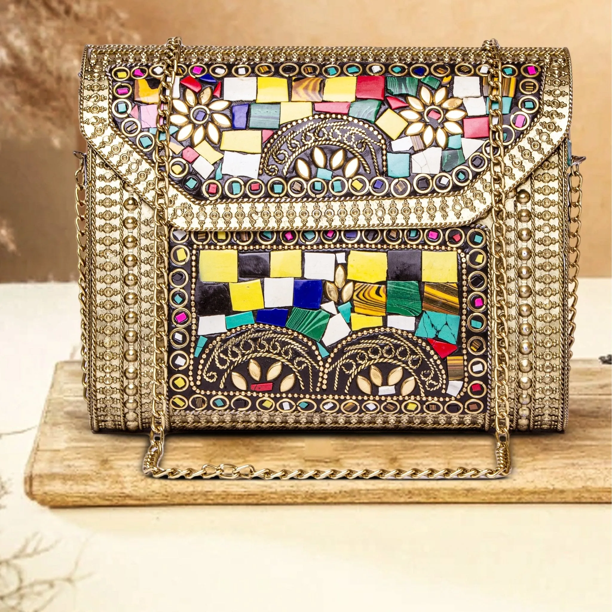 Multi Colour Evening Metal Clutch