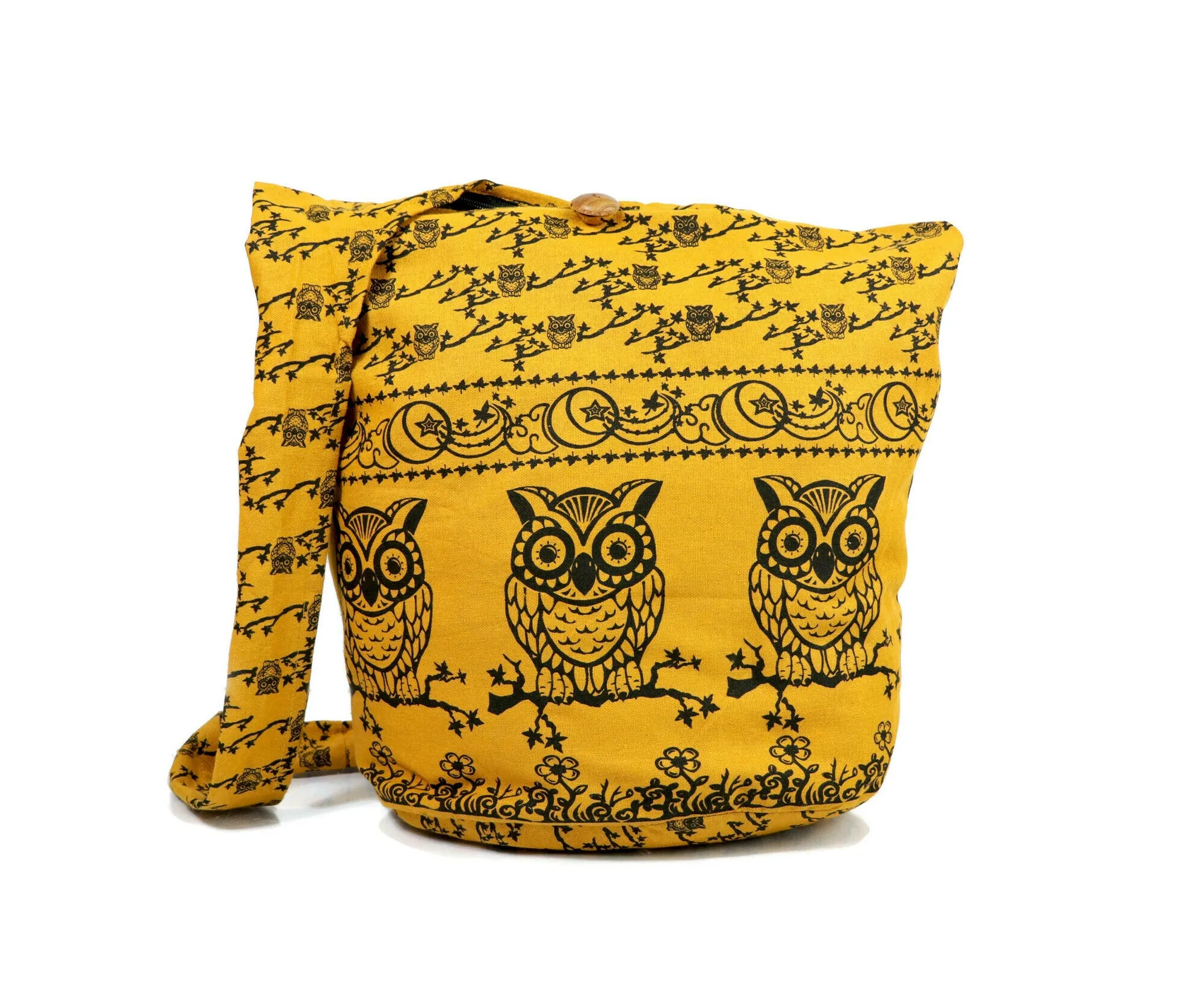 Owl Hobo Bag Shoulder Tote Purse Crossbody Sling Hippie Bohemian cotton Messenger Bags Top Zip