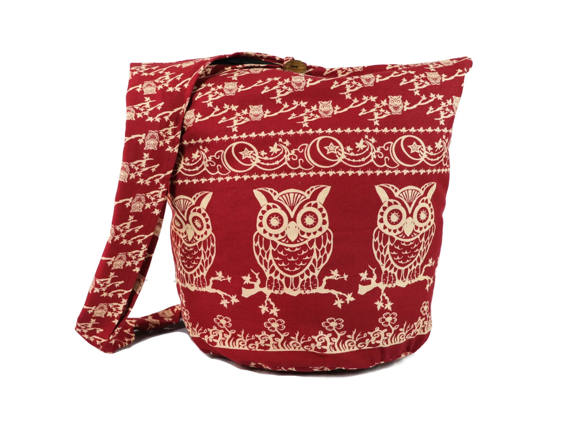 Owl Hobo Bag Shoulder Tote Purse Crossbody Sling Hippie Bohemian cotton Messenger Bags Top Zip