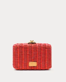 Paige Wicker Box Clutch Red