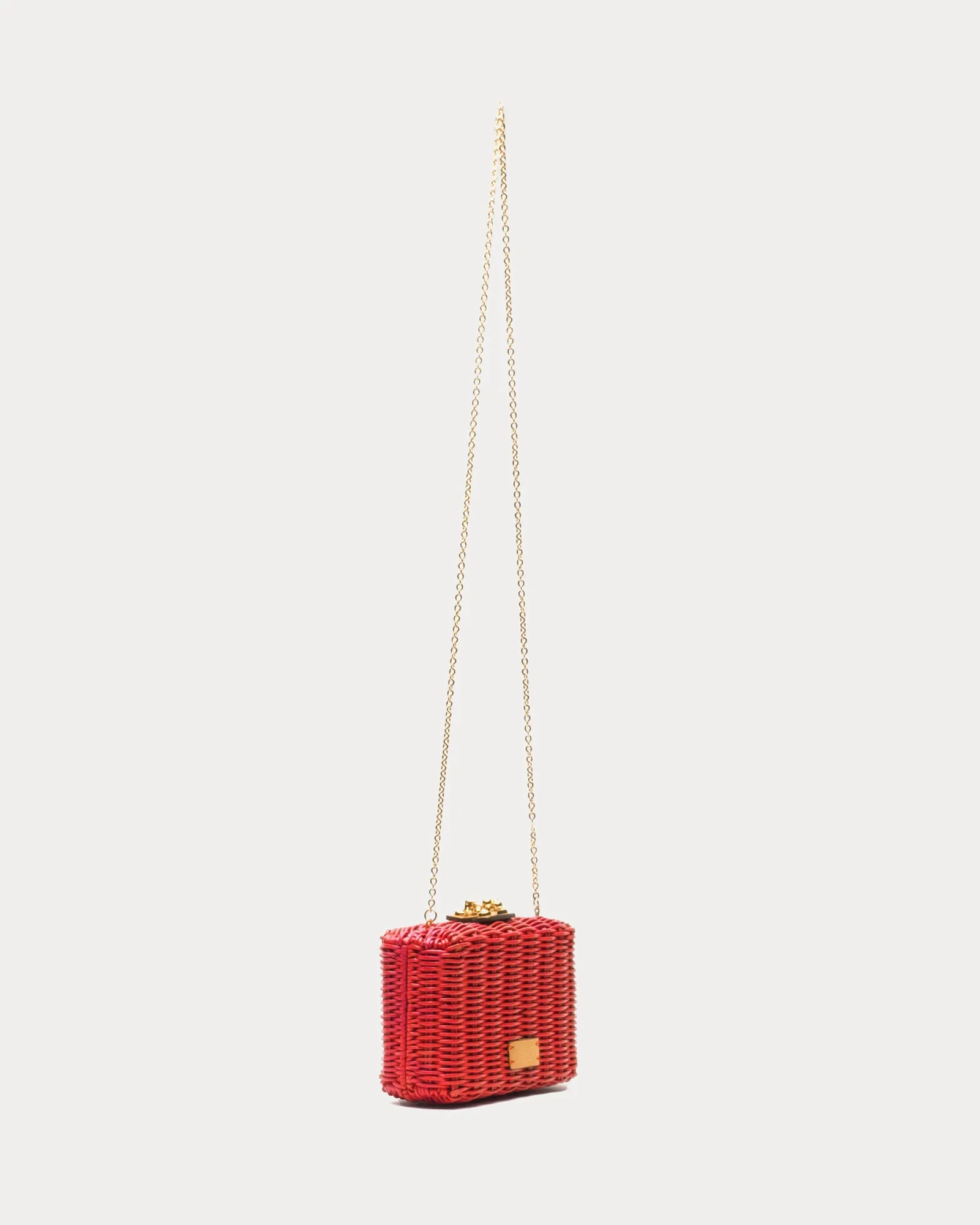 Paige Wicker Box Clutch Red