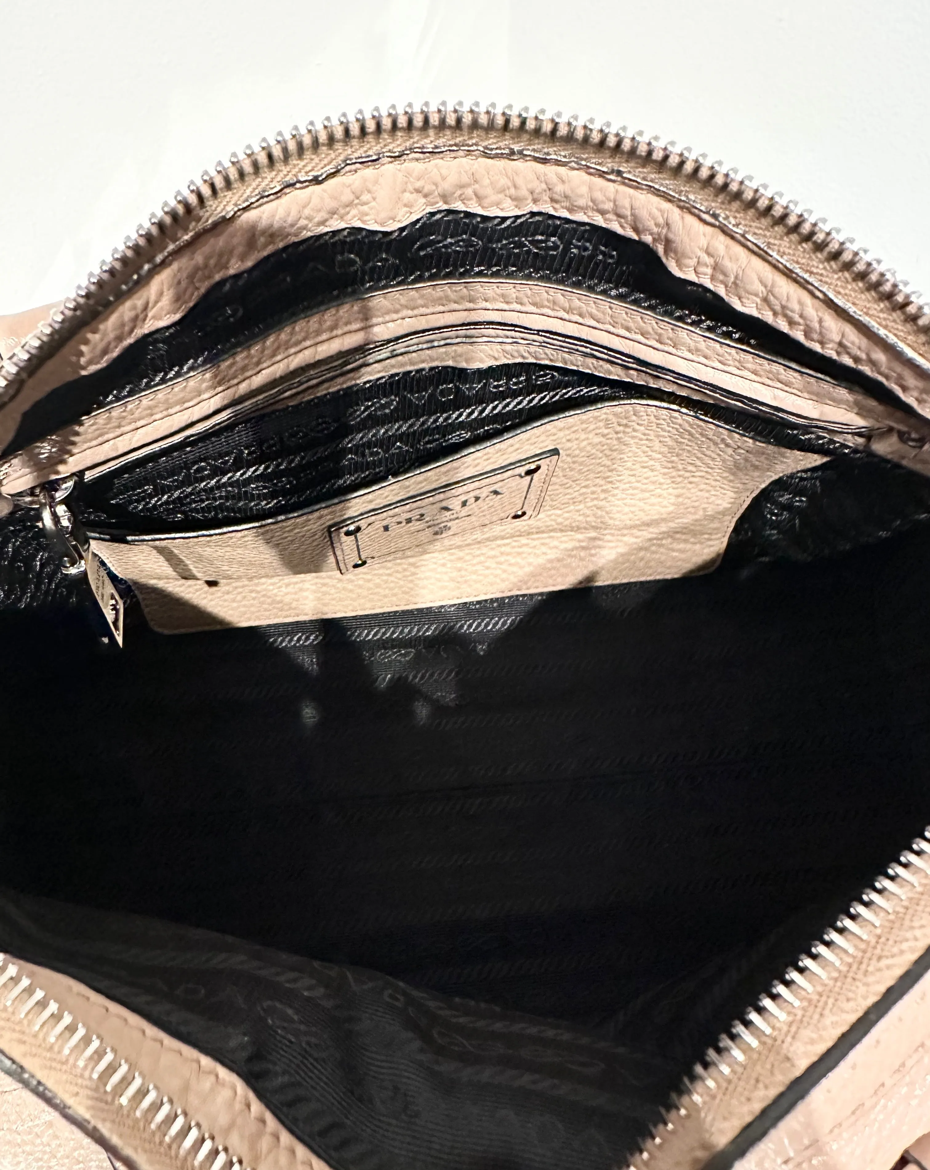 PRADA Leather Handle Shoulder Crossbody Bag