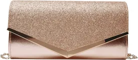 Queena Womens Shiny Glitter Evening Clutch Envelope Handbag Chain Purse for Wedding Party Prom Gift for Mom Wife Girlfriend