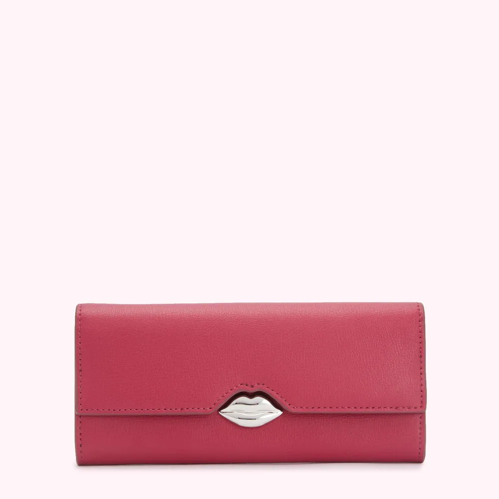 RASPBERRY LEATHER SOLID LIP CORA WALLET