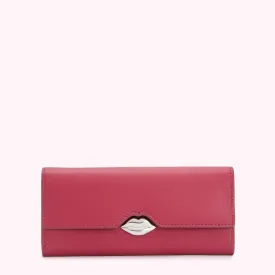RASPBERRY LEATHER SOLID LIP CORA WALLET