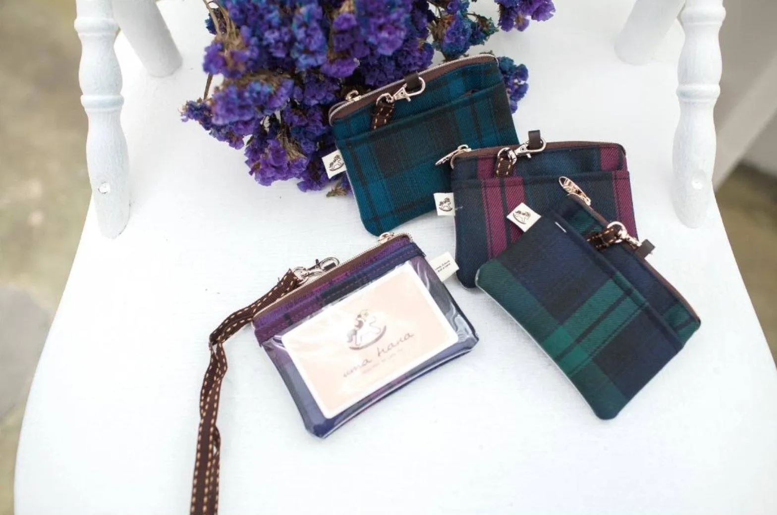 Red & Blue Tartan Plaid Card & Coin Purse